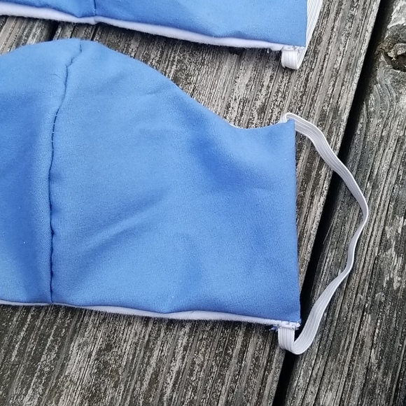 2 Handmade Adult Blue Cotton Washable Face Masks - Picture 3 of 5